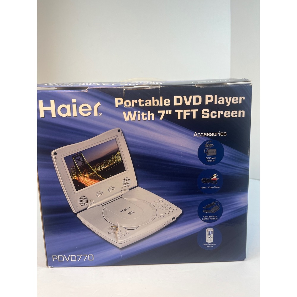 Haier PDVD770 Portable DVD Player 7 Inch TFT Screen Silver New